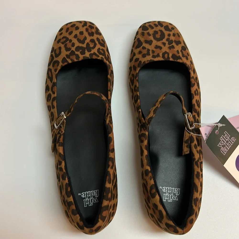 Wild Fable Elsa Leopard Print Mary Jane Flats Brown Black